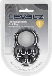 Liquid Silicone Triple Weighted Ball Cockring Black