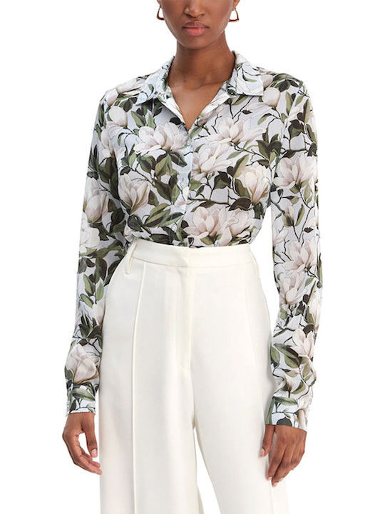 Guess Women's Floral Long Sleeve Shirt Olive