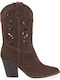 Suede High Heel Women's Boots Brown