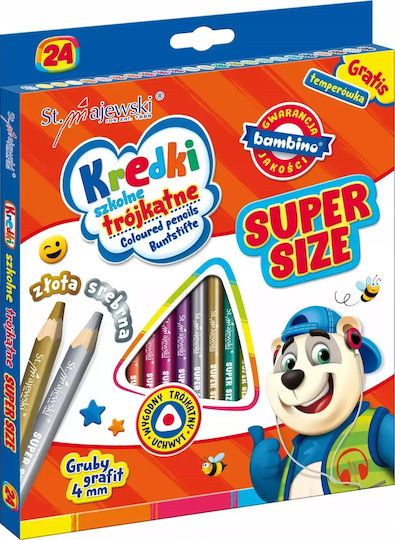 Super Size Triangular Crayons 24 Colors + Sharpener