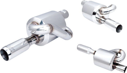 2.5" Twin Loop Round Muffler Polished Tip Xforce Varex