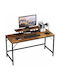 Computer Office Wooden Brown with Metal Legs 140x60x73cm