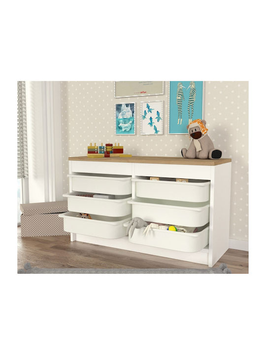 Comodă pentru copii Alb cu 6 sertare 89x34x52buc