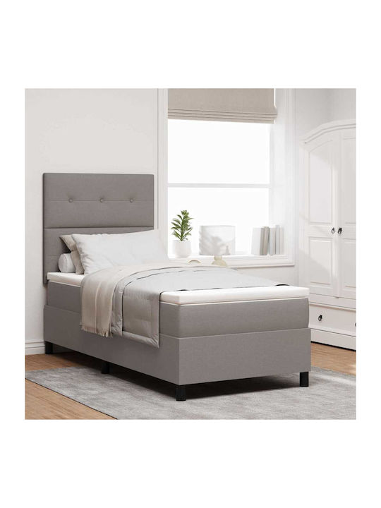 Pat Single Tapitat cu Material Textil Taupe cu ...