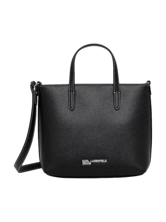 Metal Logo Women's Bag Tote Handbag Black