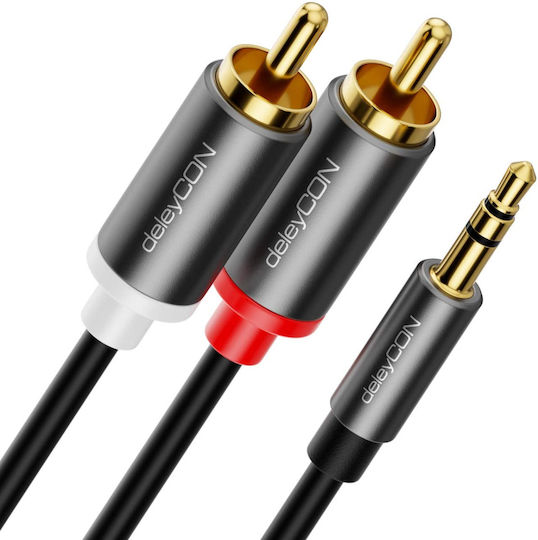 DeleyCON Audio Cable 3.5mm Male - 3.5mm Male Black 3m with Gold Plated Terminals MK3735