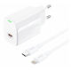 Foneng Charger with USB-C Port and Cable USB-C - Lightning 20W Power Delivery Whites (EU65)