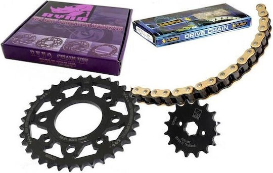 Αλυσιδογραναζα Παπι Kmc Spike 125 14t 41t 428 120l Ryno Χρυση Ενισχ Αλυσιδα Τλν