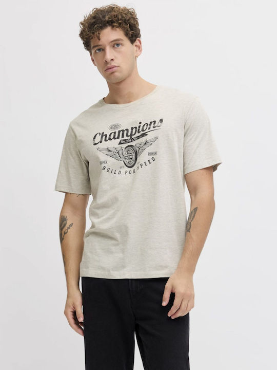 T-Shirt Grey White Melange 12290797 White