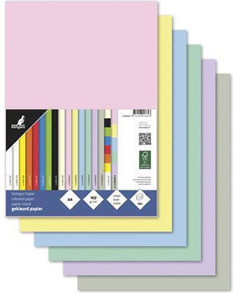 Kangaro Carton A4 160gr 50 Foi Curcubeu 10 Culori Pastel