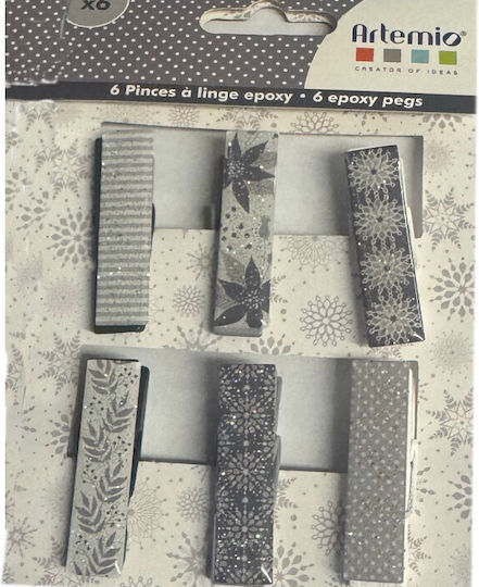 Ξύλινα Μανταλάκια Artemio Christmas Σετ 6τεμαχία 4.5cm