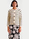 Long Women's Knitted Cardigan with Buttons Ecru