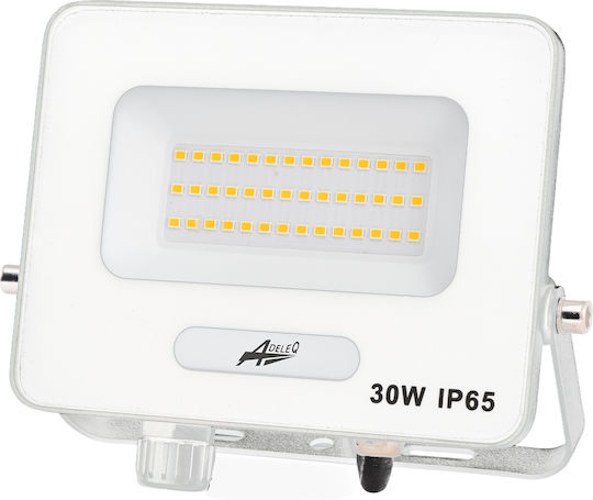 Adeleq Водоустойчив LED Прожектор 30W Студено Бяло 6200K с Motion Sensor IP65