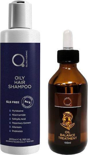 Qure Oil Balance Scalp Treatment Kit Hair Care Set for Oily Hair with Shampoo and Lotion 2 Pieces