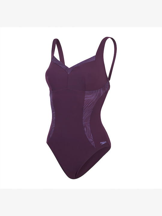 Speedo Printed Αθλητικό Ολόσωμο Μαγιό Μωβ