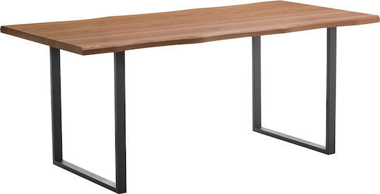 Aemon Dining Room Table Made of Dark Acacia Solid Wood Black 180x90x75cm