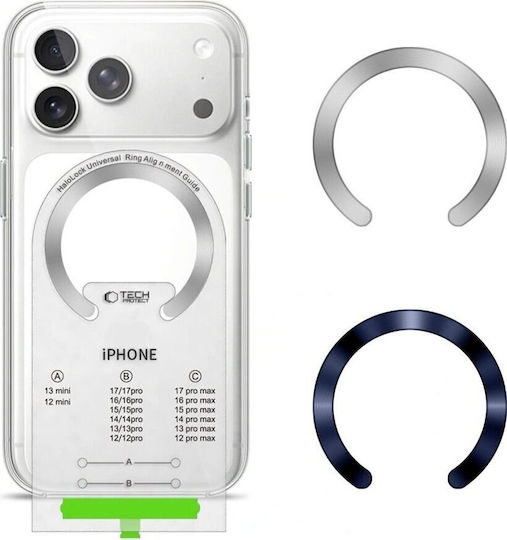 Tech-Protect MagSafe Ringe Mmp-210 Mit Ausrichtungsführer Deep Blau & Silber 2Stück