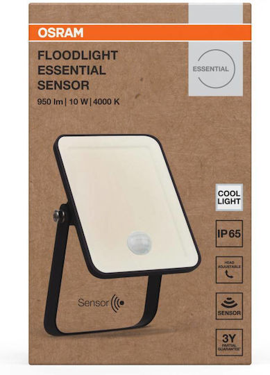 Osram Proiector LED Etanș 10W Alb Natural 4000K cu Senzor de Mișcare IP65