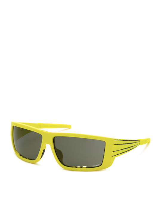 Men's Sunglasses with Yellow Horn-Rimmed Frame and Grey Lenses