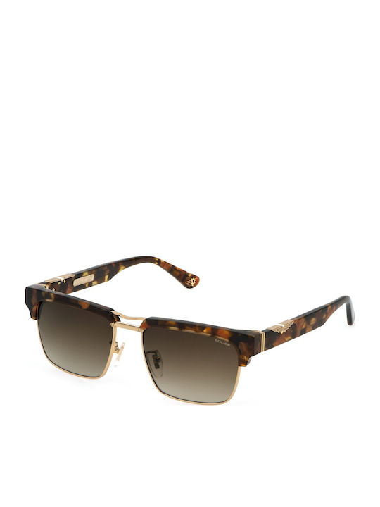 Police Men's Sunglasses with Brown Metallic Frame and Brown Lenses