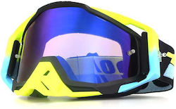 Motorcycle Atv Enduro Cross Goggles Fixato Blue Lens Yellow Black Frame