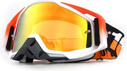 Motorcycle Atv Enduro Cross Goggles Fixato Gold Lens Orange White Frame