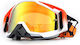 Ochelari Moto Atv Enduro Cross Fixato Lentilă Aurie Cadru Portocaliu Alb