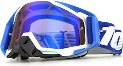 Motorcycle Atv Enduro Cross Goggles Fixato Blue Lens Blue White Frame