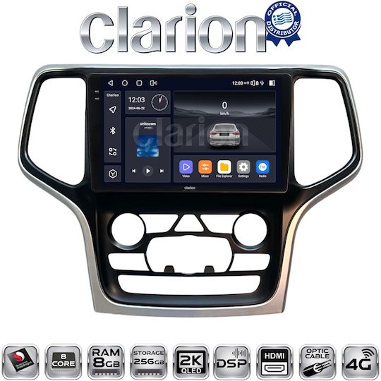 Clarion Ηχοσύστημα Αυτοκινήτου για Jeep Grand Cherokee 2014 > 2019 (Bluetooth/USB/WiFi/GPS/Apple-Carplay/Android-Auto) με Οθόνη Αφής 9"