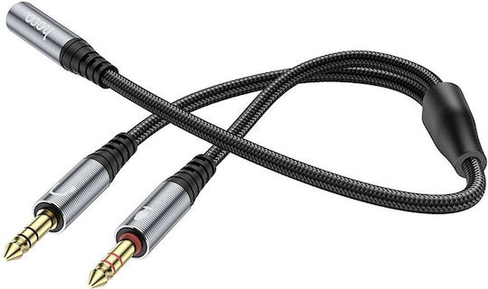 Hoco Hoco 3,5mm Klinkenkabel 3,5mm Stecker - 2x 3,5mm Buchse Grau 0,25m