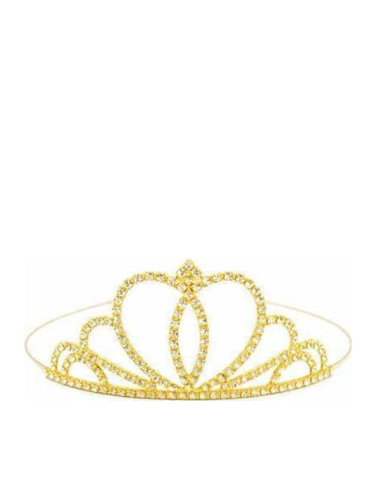 Bridal Headband Princess Tiara Rhinestone 12x15cm Gold