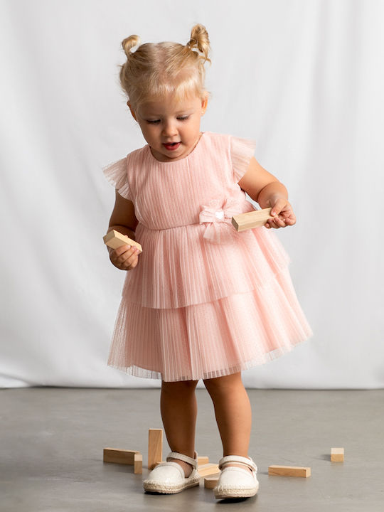 open lace back dress Mayoral-Girls Pink Sparkly Velour Dress