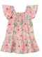 Girls Dress Short Sleeve Linen Orange