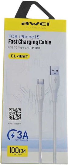 Awei CL-182T USB 2.0 Cable USB-C male - USB-A Λευκό