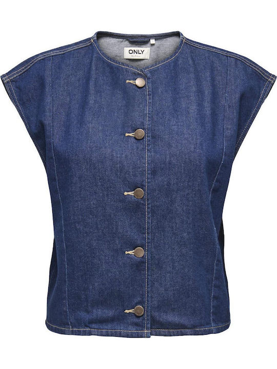 Only Langärmelig Damen Denim Hemd Medium Blue Denim
