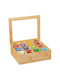 Relaxdays Box for Tea with Lid Wooden Brown 23x9x28cm