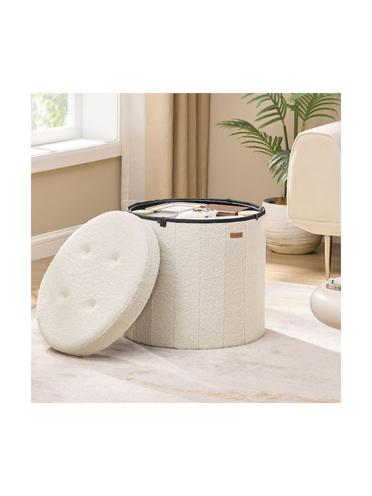 Stool For Living Room With Storage Space Wooden Ecru 47x47x45cm