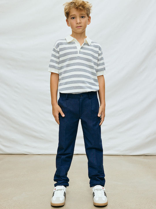 Mayoral Kids' Linen Pants Blue