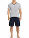 Best Touch Men's Summer Pajamas Set Grey-blue