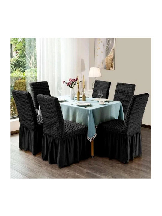 SpitiBazaar Husă Elastică Scaun Negru 6buc SB-880