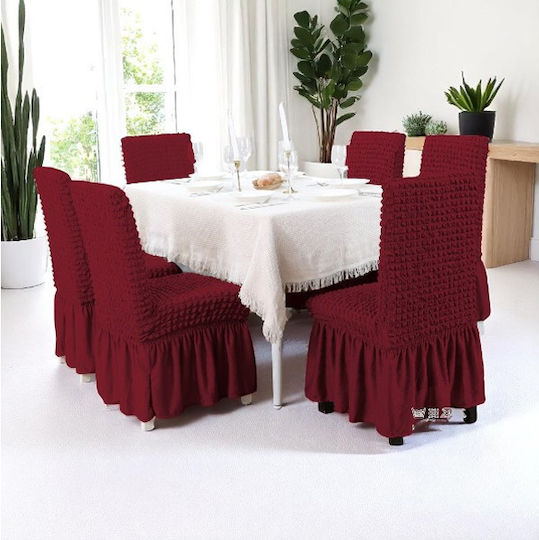 SpitiBazaar Elastische Abdeckungen Für Stuhl Burgundisch 6Stücke