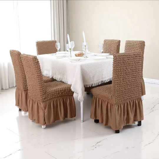 SpitiBazaar Elastische Abdeckungen Für Stuhl Braun 6 Stück
