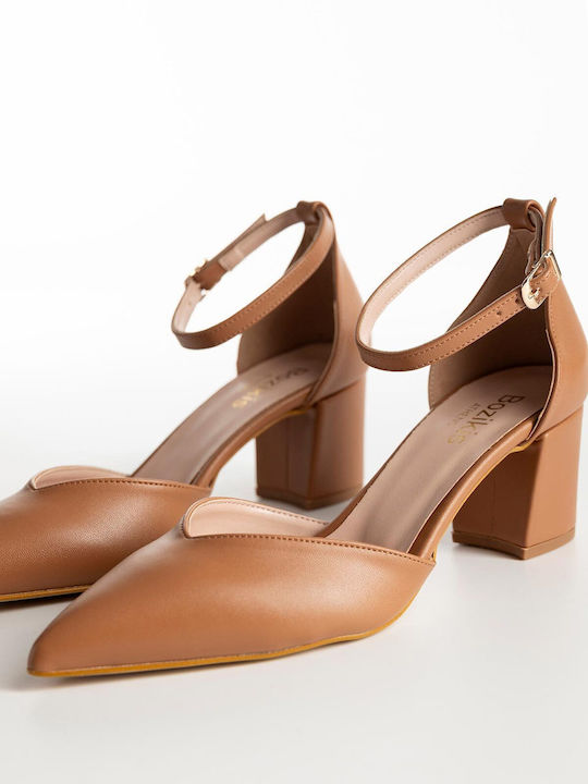 Pumps mit Riemchen & Chunky mittelhoher Absatz Tabac Braun
