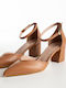 Pumps mit Riemchen & Chunky mittelhoher Absatz Tabac Braun