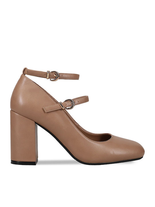 Pumps mit Riemchen Braun