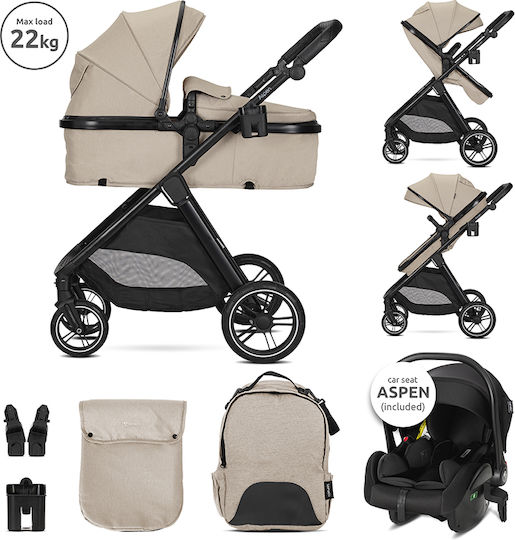 Lorelli Aspen Adjustable 3 in 1 Baby Stroller Suitable for Newborn Cappuccino