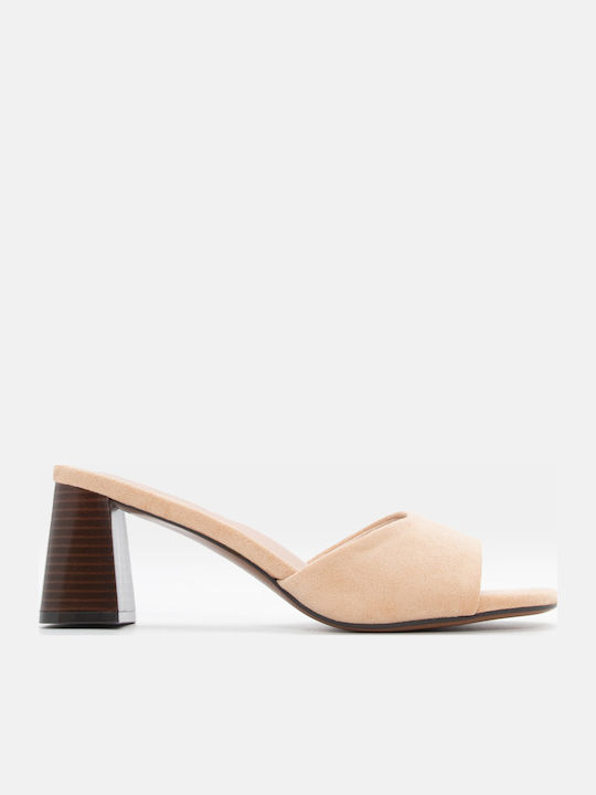 Luigi Suede Mules με Χοντρό Χαμηλό Τακούνι σε Μ...