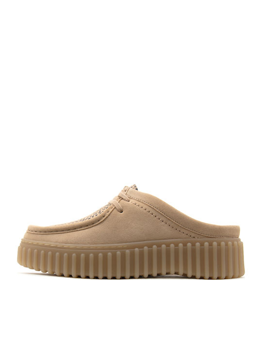 Clarks Torhill Suede Mules with High Heel in Pi...