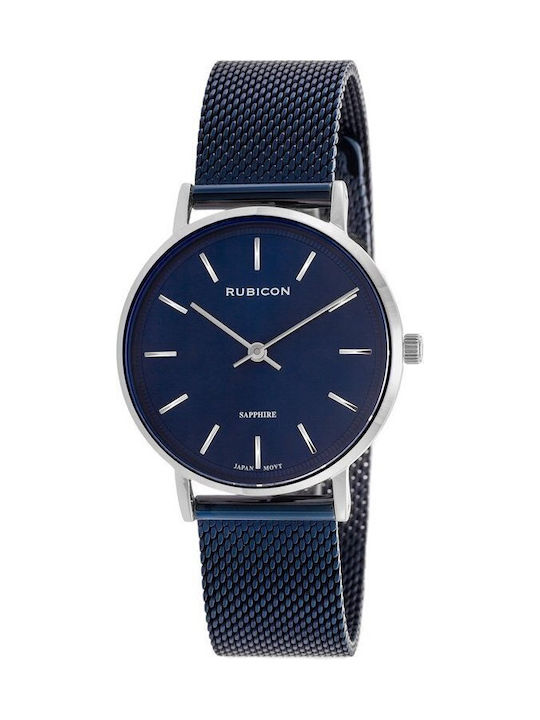 AGBarr Damen Uhr mit Marineblau Metallarmband