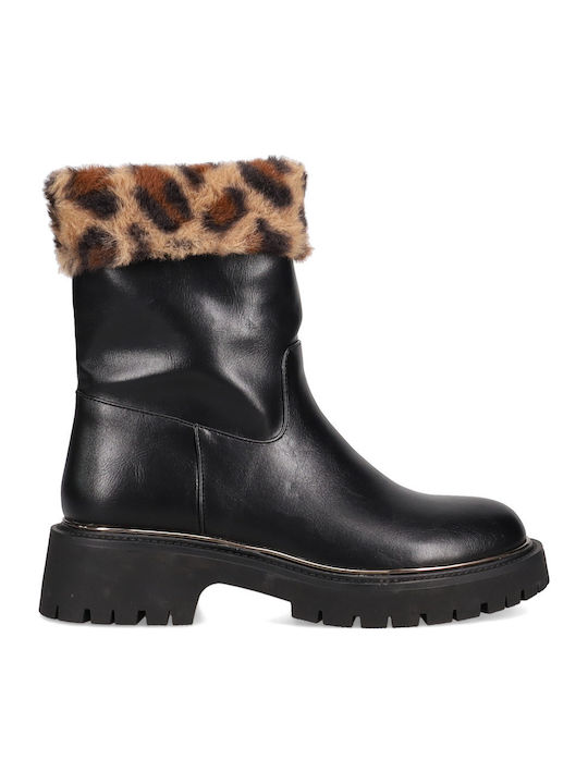 Women's Ankle Boots with Fur Black